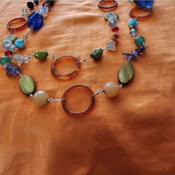 Sterling Silver with Polished Stones and amber color Rings - Picture 2 of 3